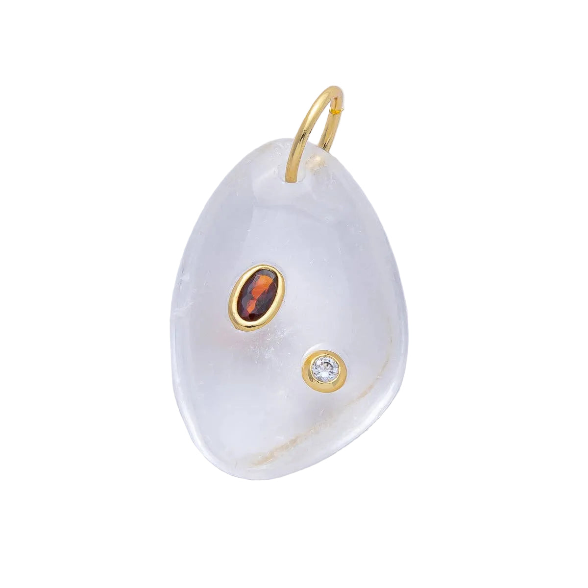 Multicolor Embedded Gemstone Charm in White Quartz