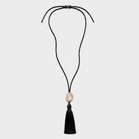 Long Black Agate Tassel Necklace