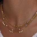 3 Cluster - CZ Gold Layered Stainless Steel Necklace - Waterproof