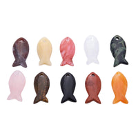 Natural Gemstone 40mm Agate Under the Sea Fish Bead Charm