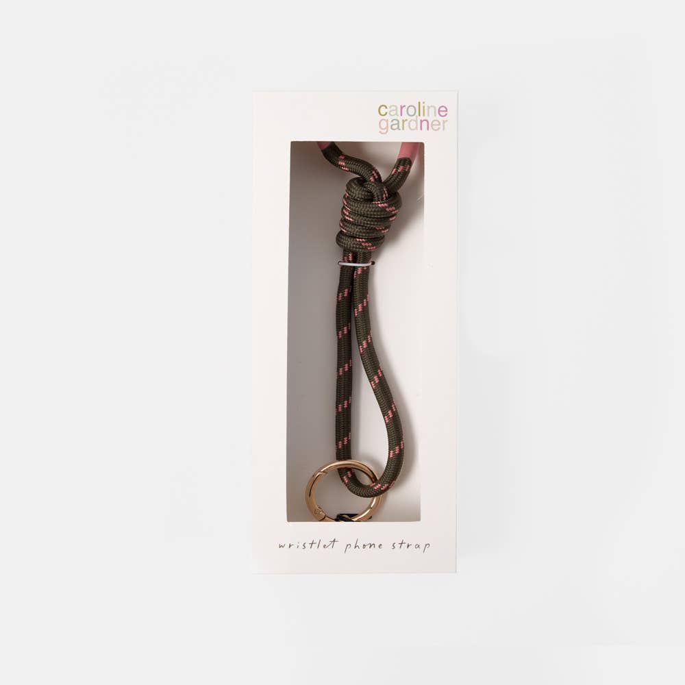 Khaki/Pink Wristlet Phone Strap
