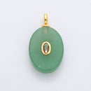 18K Gold Filled 26mm Natural Stone Pendant Oval Gemstone Charm