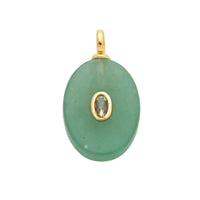 Natural Stone Pendant Oval Gemstone Charm in Aventurine