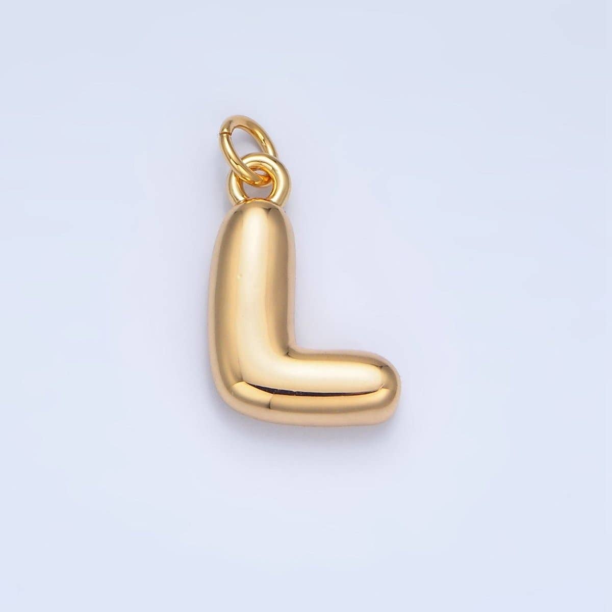 24K Gold Filled 17mm Initial Letter Chubby Balloon Charm