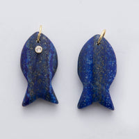 18K Gold Filled 38.8mm Clear CZ Natural Gemstone Fish Charm