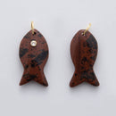 18K Gold Filled 38.8mm Clear CZ Natural Gemstone Fish Charm