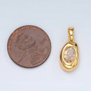 24K Gold Filled Clear CZ Oval Hammered Bezel Pendant