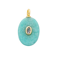 Natural Stone Pendant Oval Gemstone Charm in Amazonite
