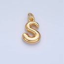 24K Gold Filled 17mm Initial Letter Chubby Balloon Charm