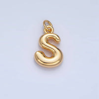 24K Gold Filled 17mm Initial Letter Chubby Balloon Charm