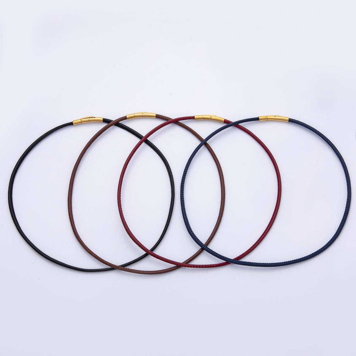 18K Gold Filled 4mm Brown / Red Faux Leather Cord Necklace