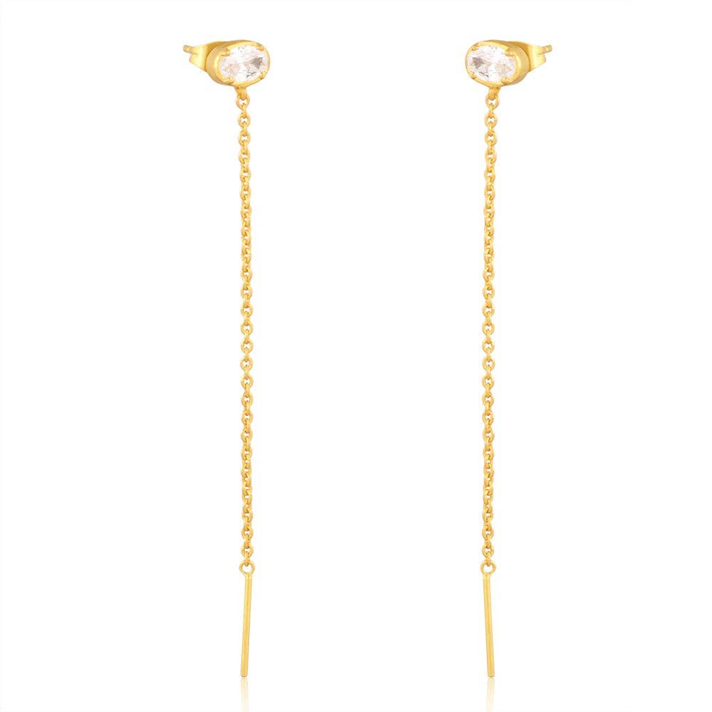 Amily Bezel and Gold Dangle Earrings