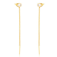 Amily Bezel and Gold Dangle Earrings