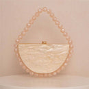 Pearlescent Acrylic Half Moon Beaded Evening Bag