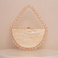 Pearlescent Acrylic Half Moon Beaded Evening Bag