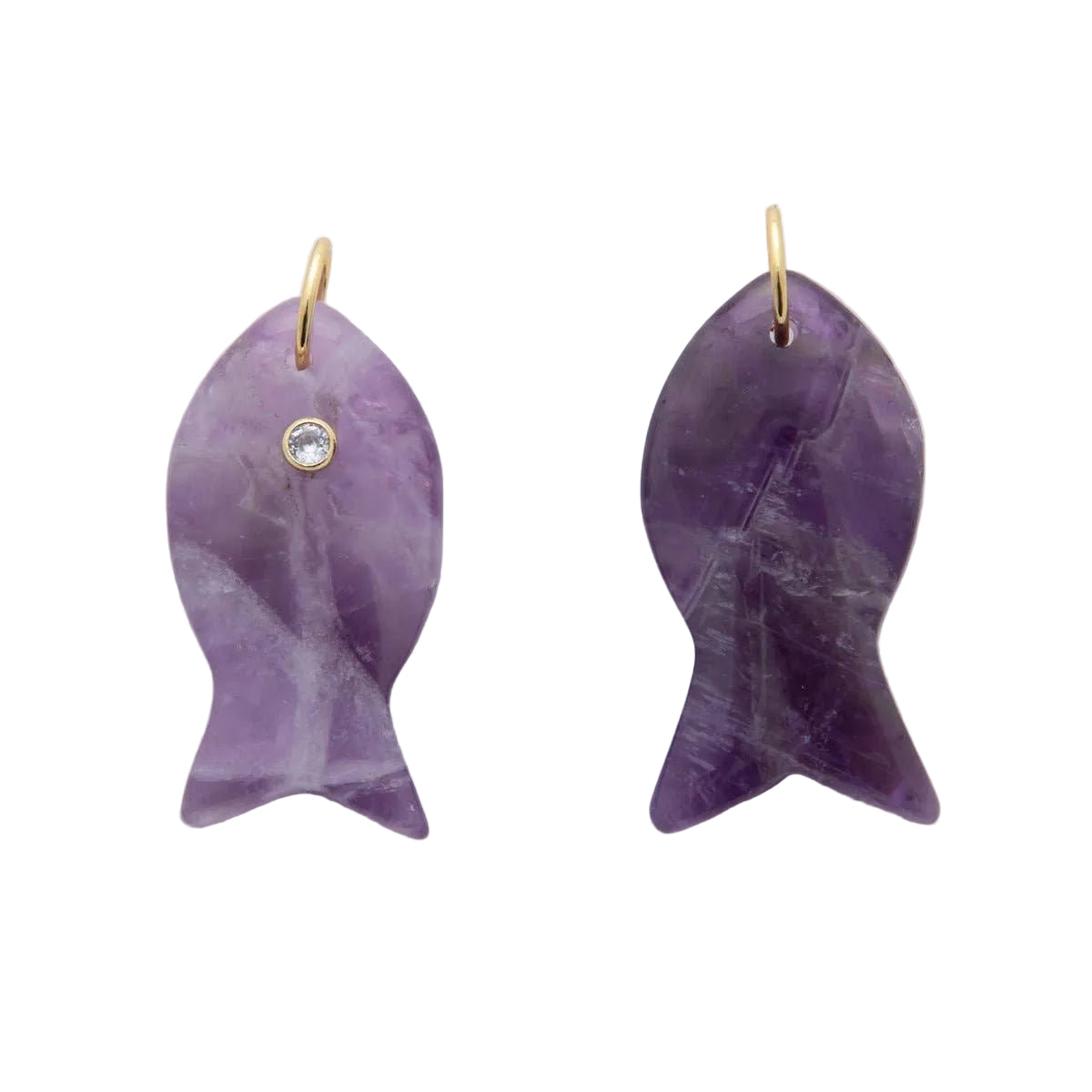 Natural Gemstone Fish Charm in Amethyst