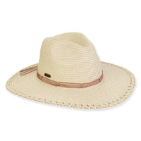 Beige Paper Braid Sunhat with Tan Band