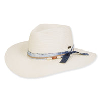 Ivory Straw Sunhat with Blue Fabric Band