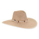 Adjustable Natural Straw Sunhat with Wooden Bead Band