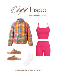 Stained Glass Plaid Quilted Jacket