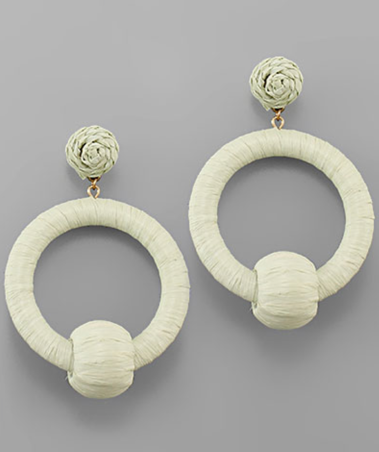 Raffia Wrapped Circle Earrings