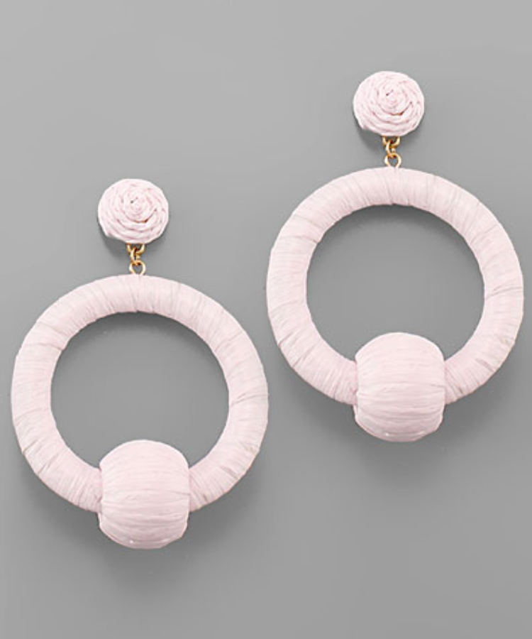 Raffia Wrapped Circle Earrings