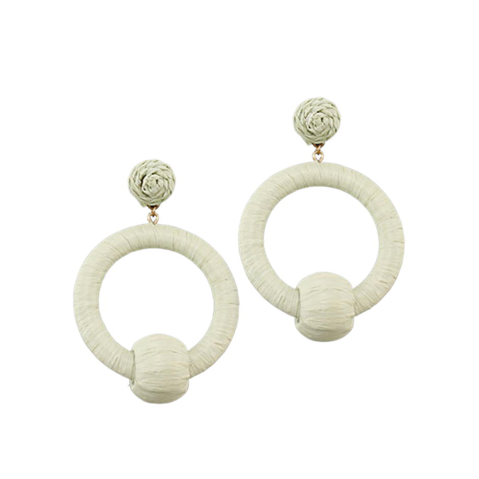 Raffia Wrapped Circle Earrings