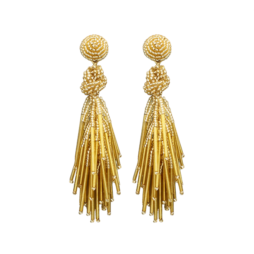 Seed Bead Knot Tassel Earrings (XL)