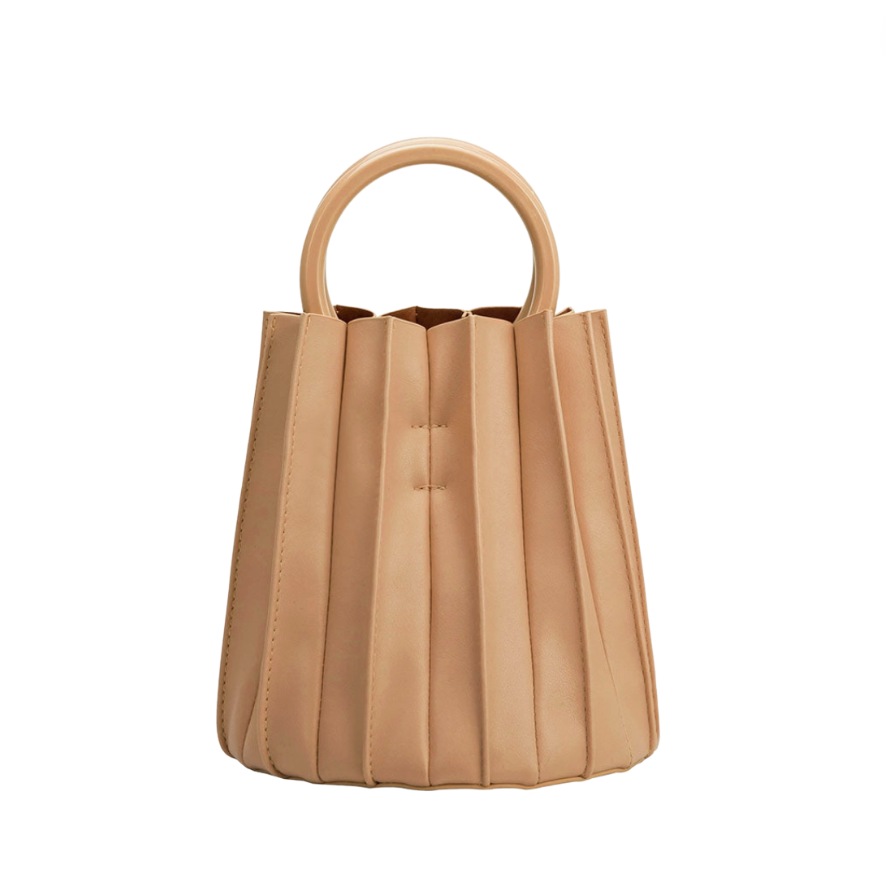 Tan Recycled Vegan Leather Small Top Handle Bag