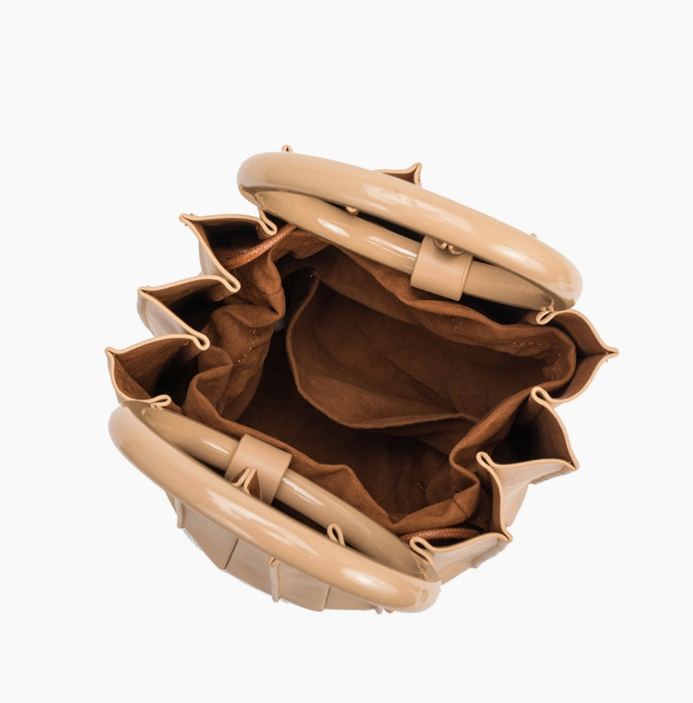 Tan Recycled Vegan Leather Small Top Handle Bag