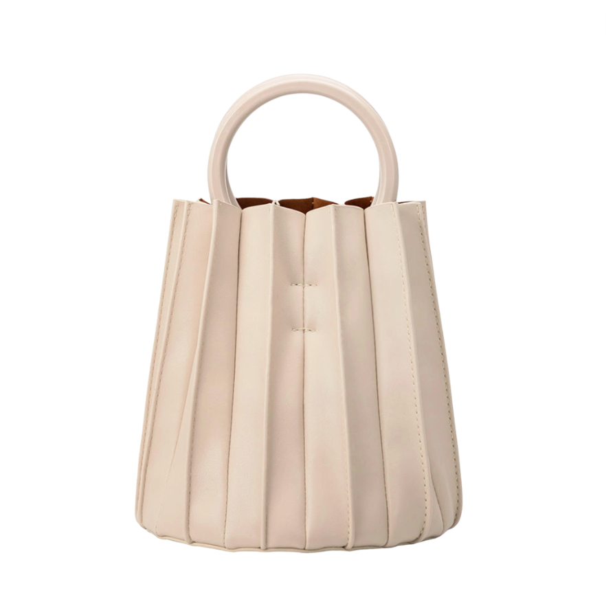Ivory Recycled Vegan Leather Small Top Handle Bag
