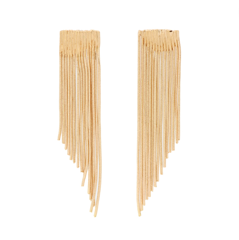 Gold Metal Tassel Earrings