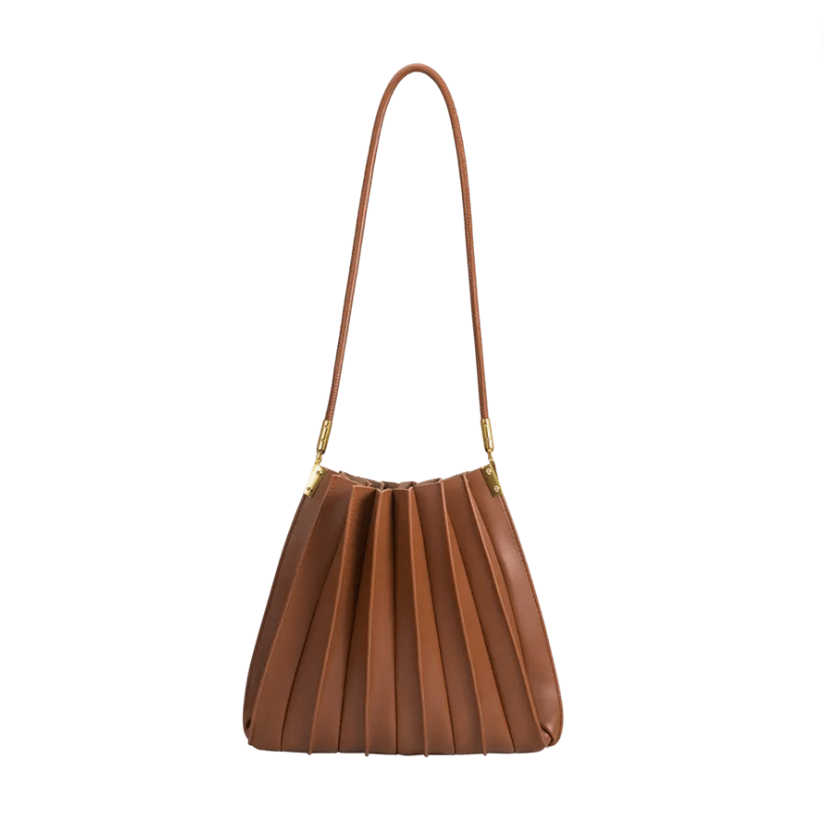 Saddle Pleated Vegan Shoulder Bag