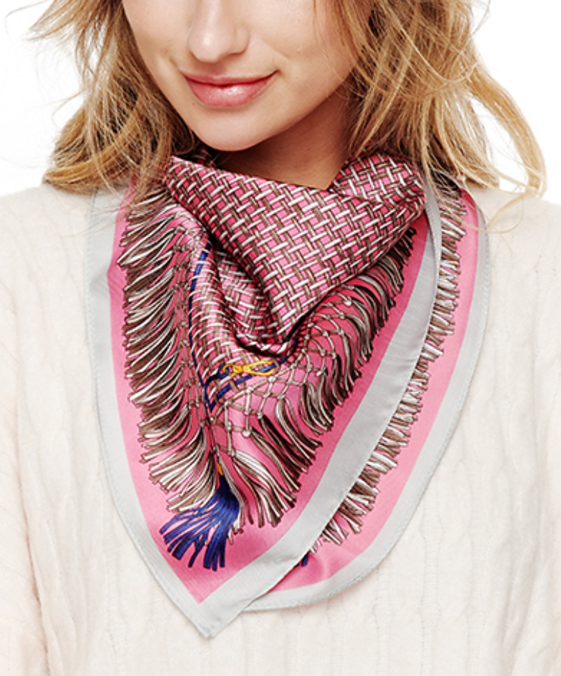 Woven Tassel Print Silky Bandana