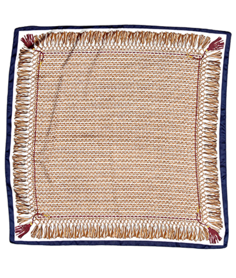 Woven Tassel Print Silky Bandana