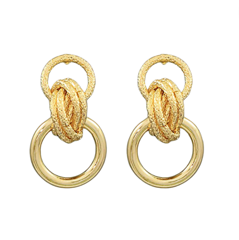 Textured Knot & Circle Link Earrings