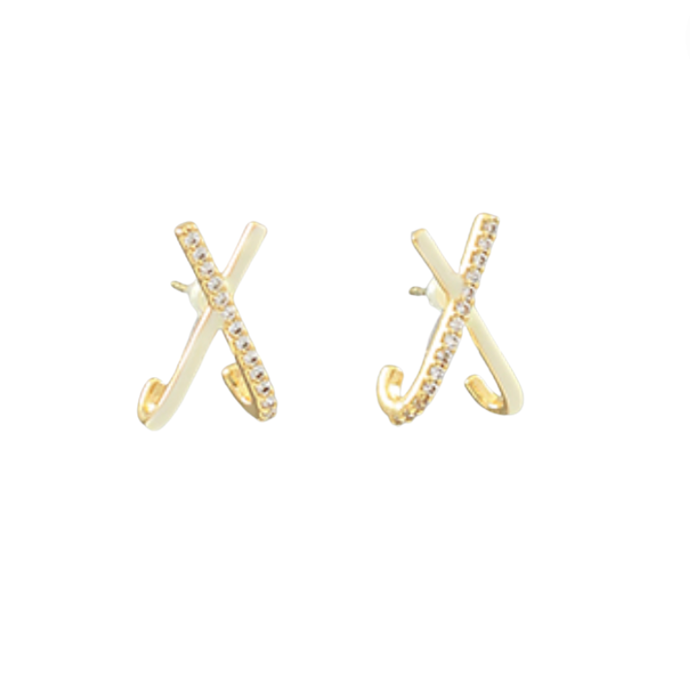 Epoxy & Crystal Crisscross Earrings