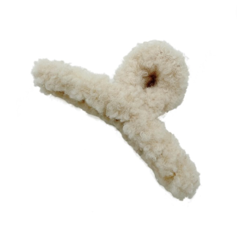 Sherpa Covered Hair Claw Clip