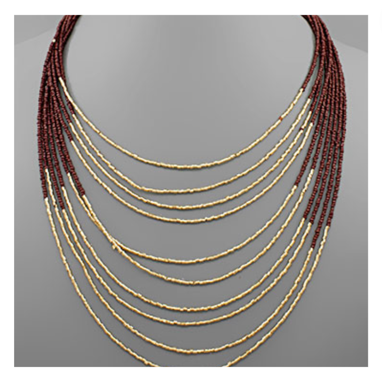 Metal & Acrylic Bead Row Layered Necklace