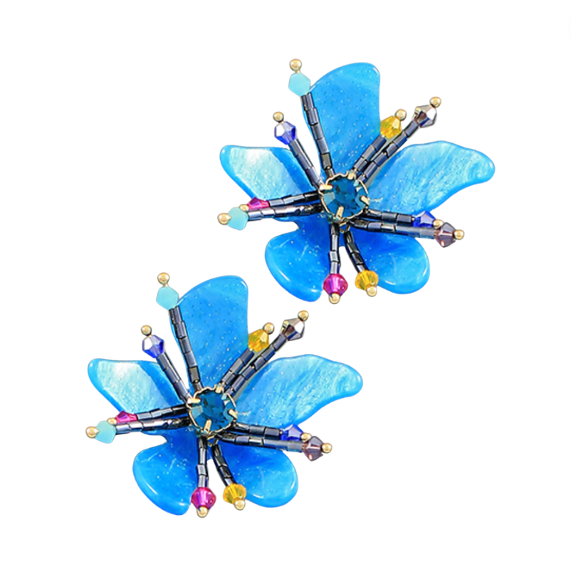 Crystal & Glitter Flower Earrings