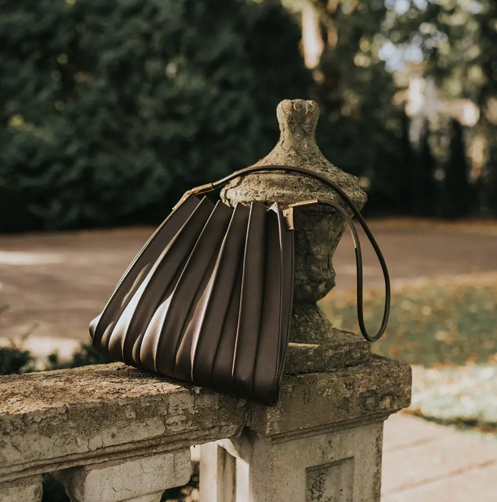 Olive Pleated Vegan Shoulder Bag