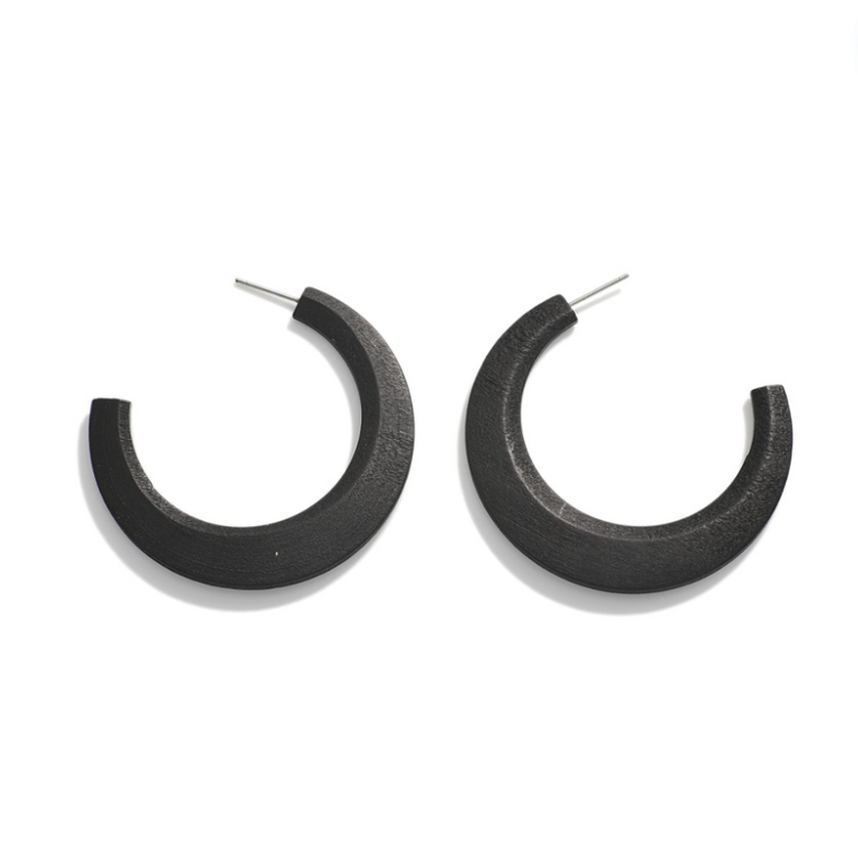 Solid Color Wood Hoop Earrings