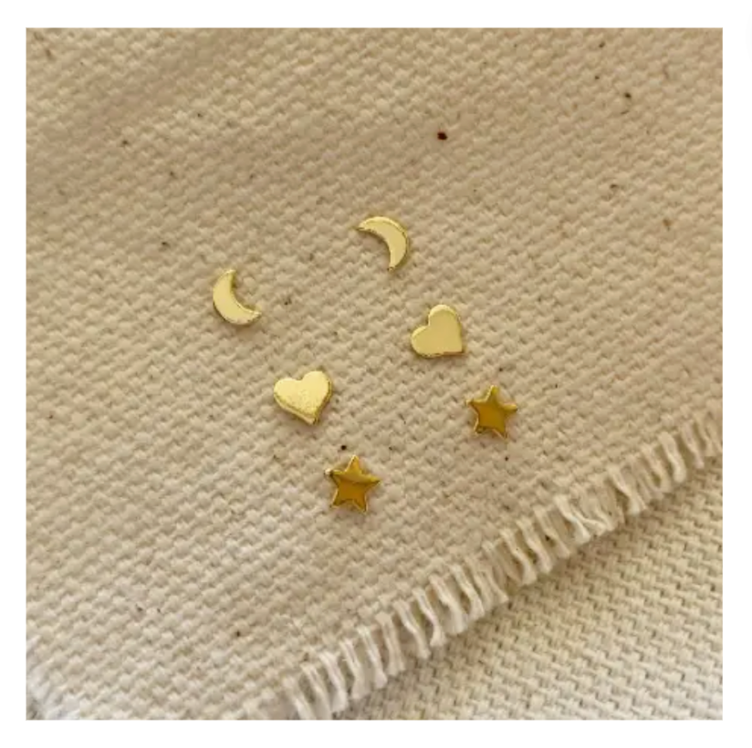 18k Gold Filled Dainty Earrings: Star, Moon & Heart