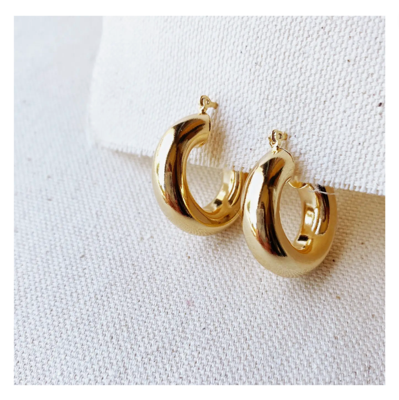 18k Gold Filled Fat Thick Small Hoop Earrings