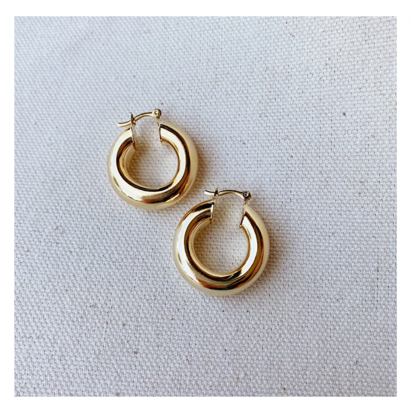 18k Gold Filled Fat Thick Small Hoop Earrings