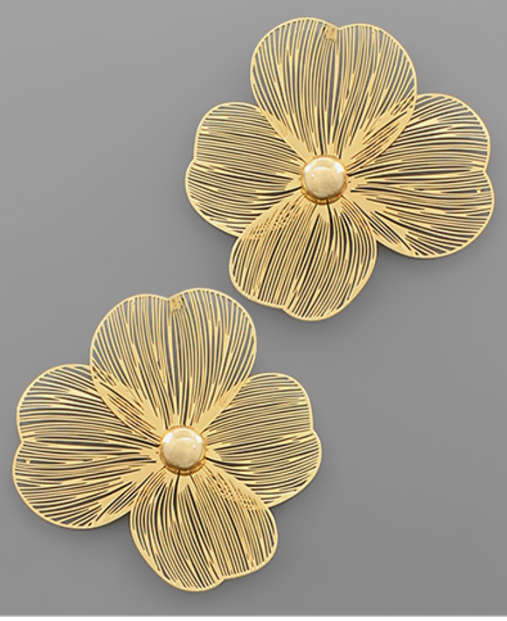 Brass Filigree Flower Earrings