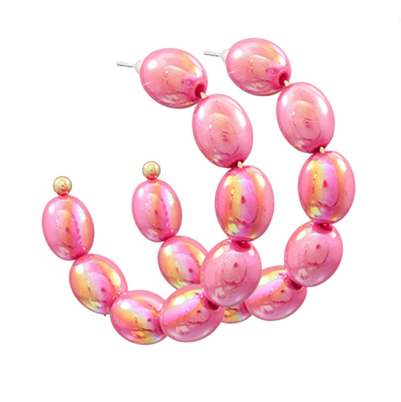 Bead Acrylic Ball Hoops
