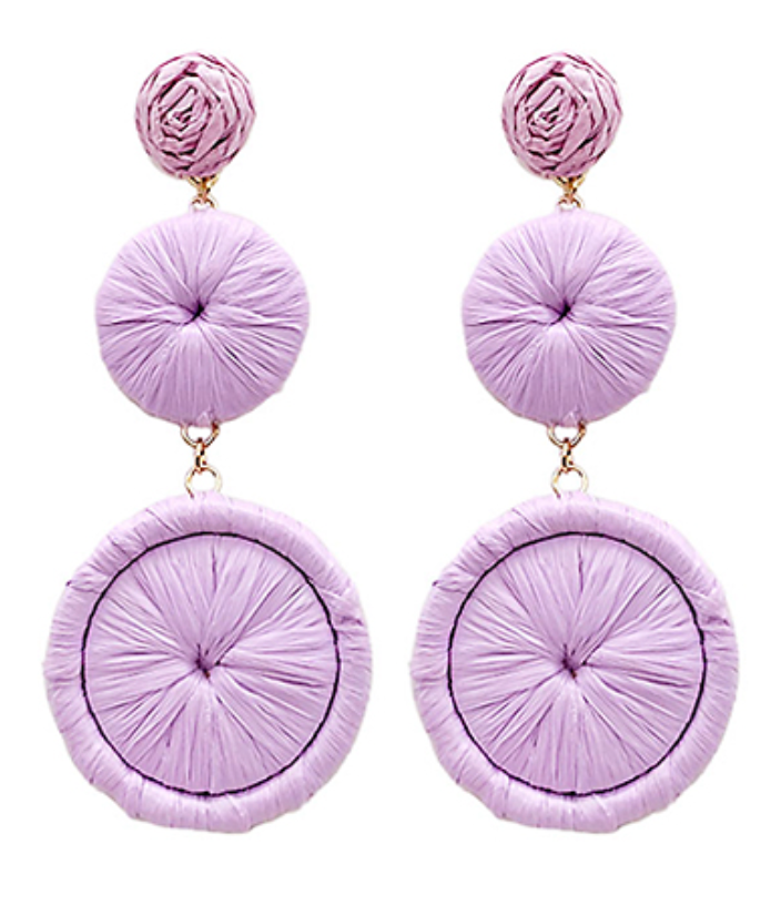 Wrapped Raffia 2 Round Drop Earrings