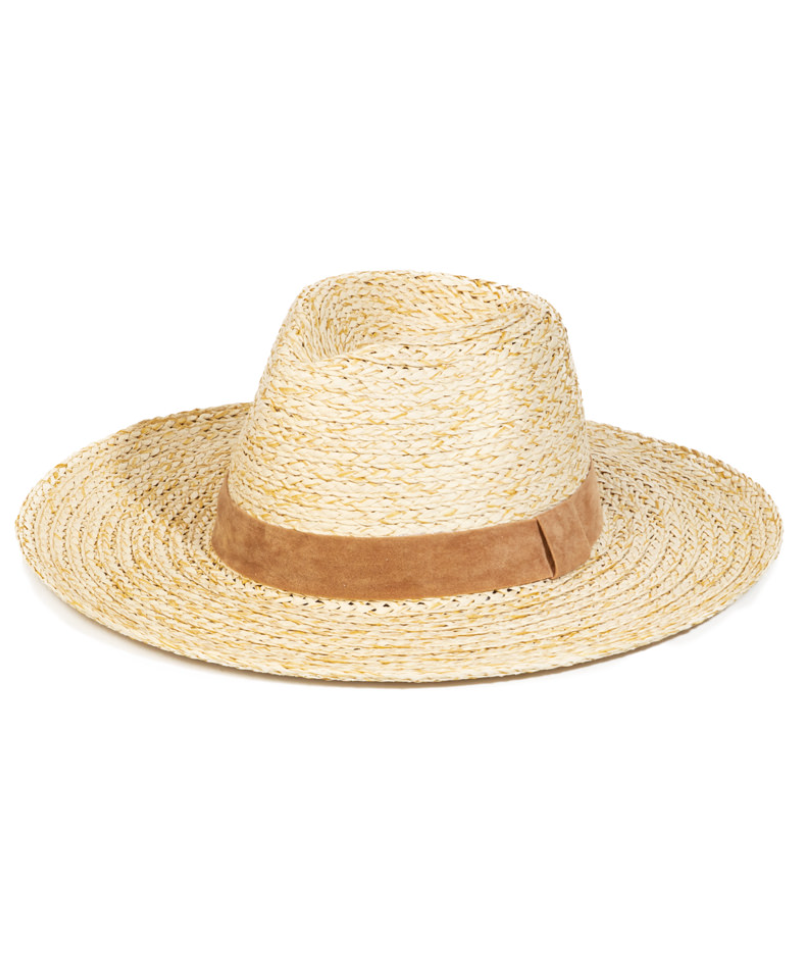Straw Hat with Suede Band