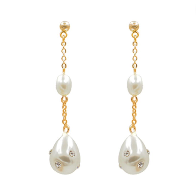 Crystal Paved Pearl Drop Earrings